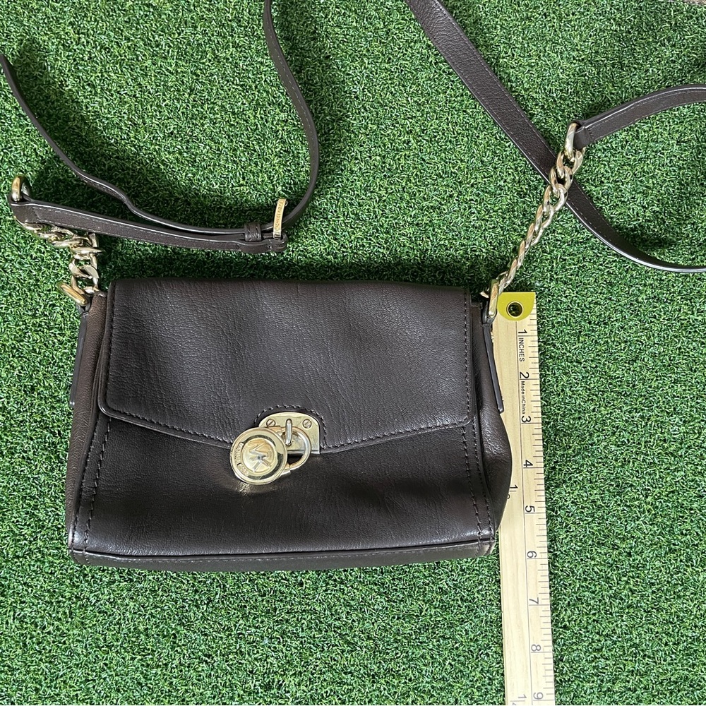 VTG MICHAEL KORS BABY HAMILTON Crossbody Brown Leather Chain Strap Padlock Flap - Picture 10 of 12